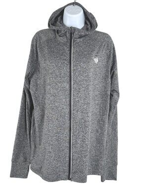 Rabbit Hoodie Jacket Womens Large Gray Full Zip Athletic Workout CJ-2349
